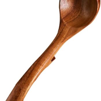 Japanese Long Handle Wooden Soup Spoon Porridge Spoon for Cooking Stirring and Mixing Ideal for Hot Pot and Ramen Handmade Natural Utensil