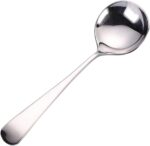 3pcs Silver 304 Stainless Steel Soup Spoons Set Round Table Spoons for Home and Restaurant Use Elegant Tableware for Serving Soups and Desserts