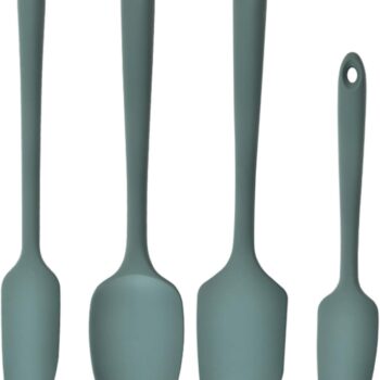 Silicone Spatula, 4-Pack Silicone Set Heat Resistant for Non Stick,Food Grade Cookware with Stainless Steel for Mixing,Cooking,Baking,Flipping,Spreading,Lifting,Serving,BPA Free,Dishwasher Safe(Green)