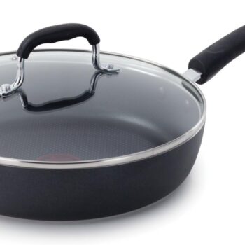 Non Stick Fry Pan w/ Lid 10 Inch, Induction, Oven Broiler Safe 400F, Compatible with All Cooktops, Cookware, Deep Frying Pan, Cooking Skillet, Pots and Pans, Dishwasher Safe, Black