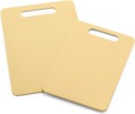 Cutting Board Set 8x12" & 10x14", Extra Durable, Meal Prep, Non-Slip, Grip Handles, Crack Resistant, Dishwasher Safe, Reversible, Versatile Kitchen Essentials, Yellow