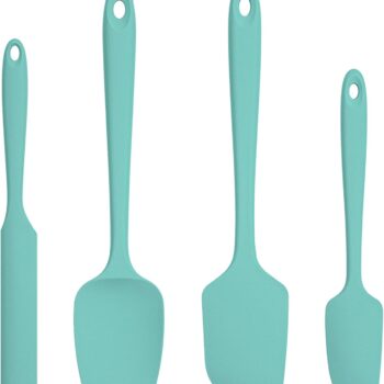 Silicone Spatula Set with 600 Degrees Fahrenheit Heat Resistant (Teal/Aqua Sky)