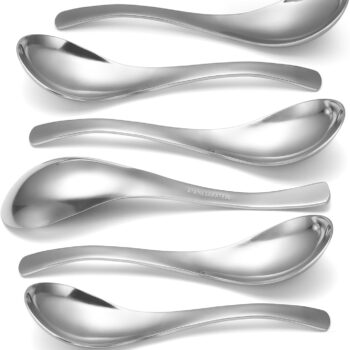 Thick Heavy-weight Soup Spoons, High Grade Stainless Steel Soup Spoons, Table Spoons, Set of 6