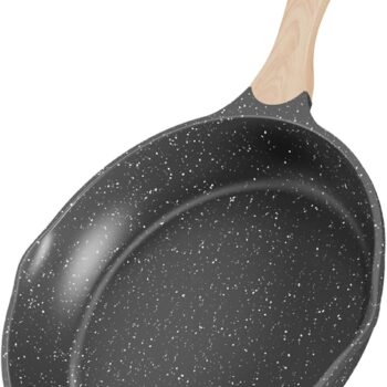 8 Inch Nonstick Frying Pan, Stone Coating Cookware, Nonstick Omelette Pan with Heat-Resistant Handle, Induction Skillet for Eggs (Grey)