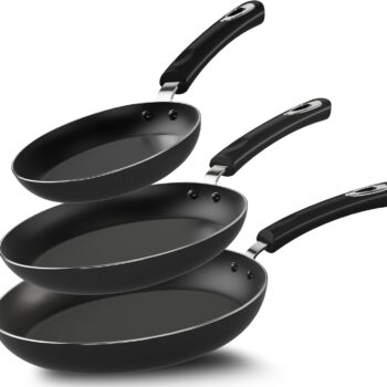 Non-Stick Frying Pan Set with Induction Bottom, 3-Piece Nonstick Cookware Set Including 8, 9.5, and 11 Inch Frying Pans Nonstick with Bakelite Handle, PFOA Free, Dishwasher Safe, Grey