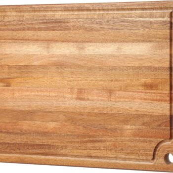 Large Acacia Wood Cutting Board for Kitchen -  Better Chopping Board with Juice Groove & Handle Hole for Meat (Butcher Block) Vegetables and Cheese, 18 x 12 Inch