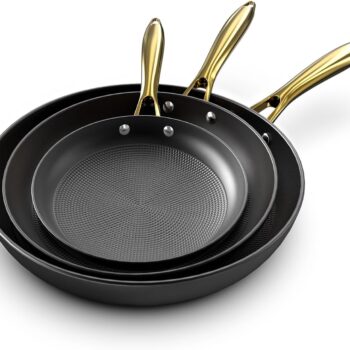 Non Stick Frying Pans, Nonstick Cast Iron Skillets 3 Pcs - 8 Inch, 10 Inch and 12 Inch Nonstick Frying Pan Set, Professional Frying Pans Set, Nonstick Pan with Stay Cool Handle, Christmas Gifts