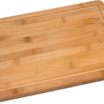 Bamboo Wood Kitchen Cutting and Serving Board with Non-Slip Cork Backing, Medium, 13-3/4" x 9-3/4" x 5/8"