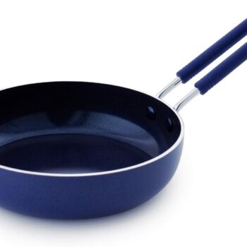 Mini Egg Fry Pan Skillet, Diamond Infused Healthy Ceramic Nonstick, PFAS & PFOA-Free, Dishwasher Safe, Oven Safe, Even Heating, Easy Clean, Warp Control, Blue