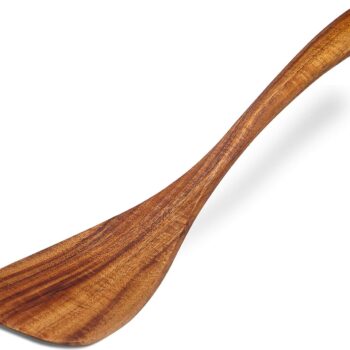 Wooden Spatula Wooden Turner Acacia Wood,Long Handle Flat Frying Spatula Handmade for Kitchen Cookware (Frying Spatula)